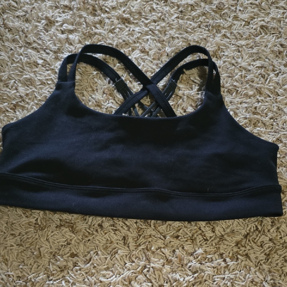 Black Strappy Sports Bra with Braided X-Back